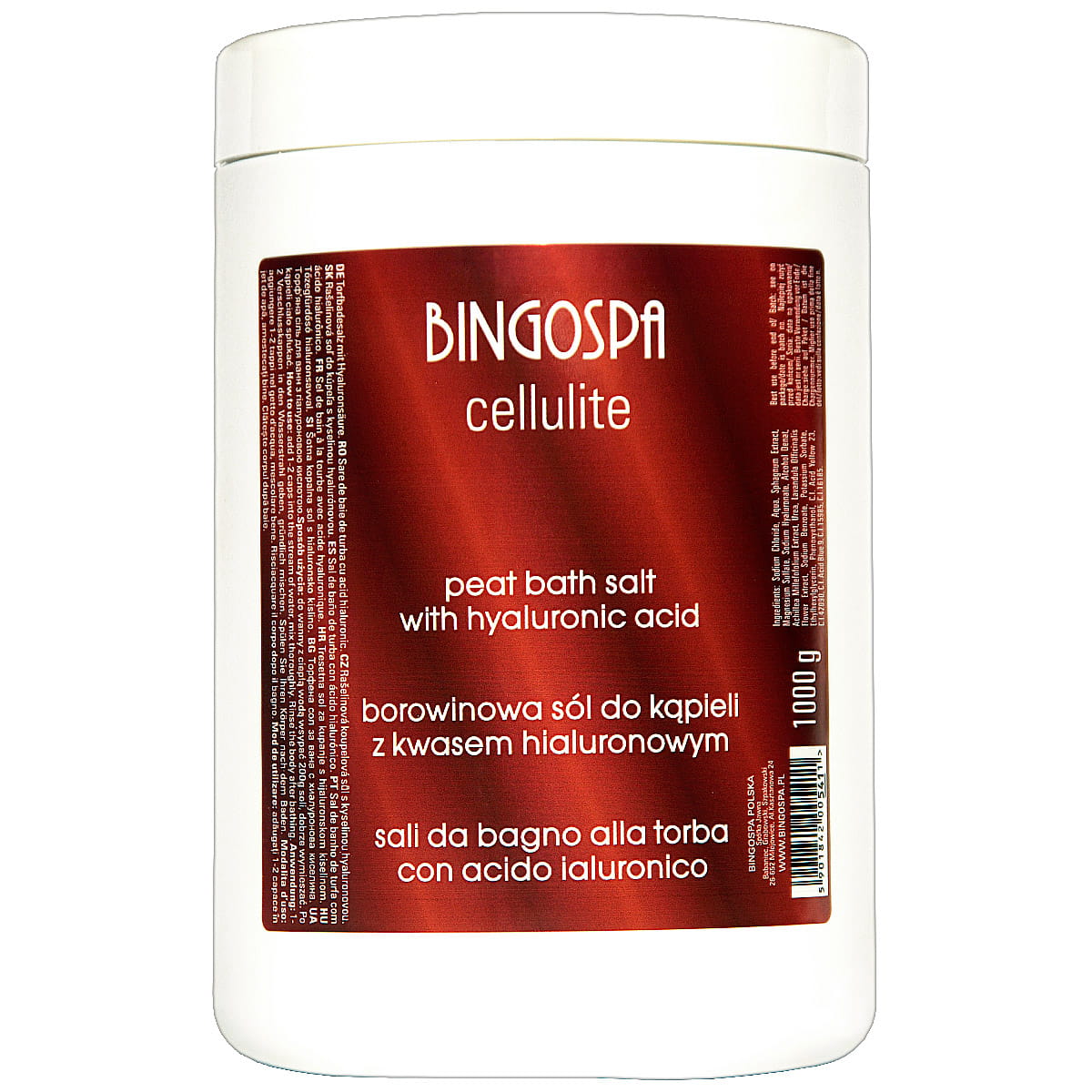 Bingospa Cellulite sól borowinowa z kwasem hialuronowym, 1000 g