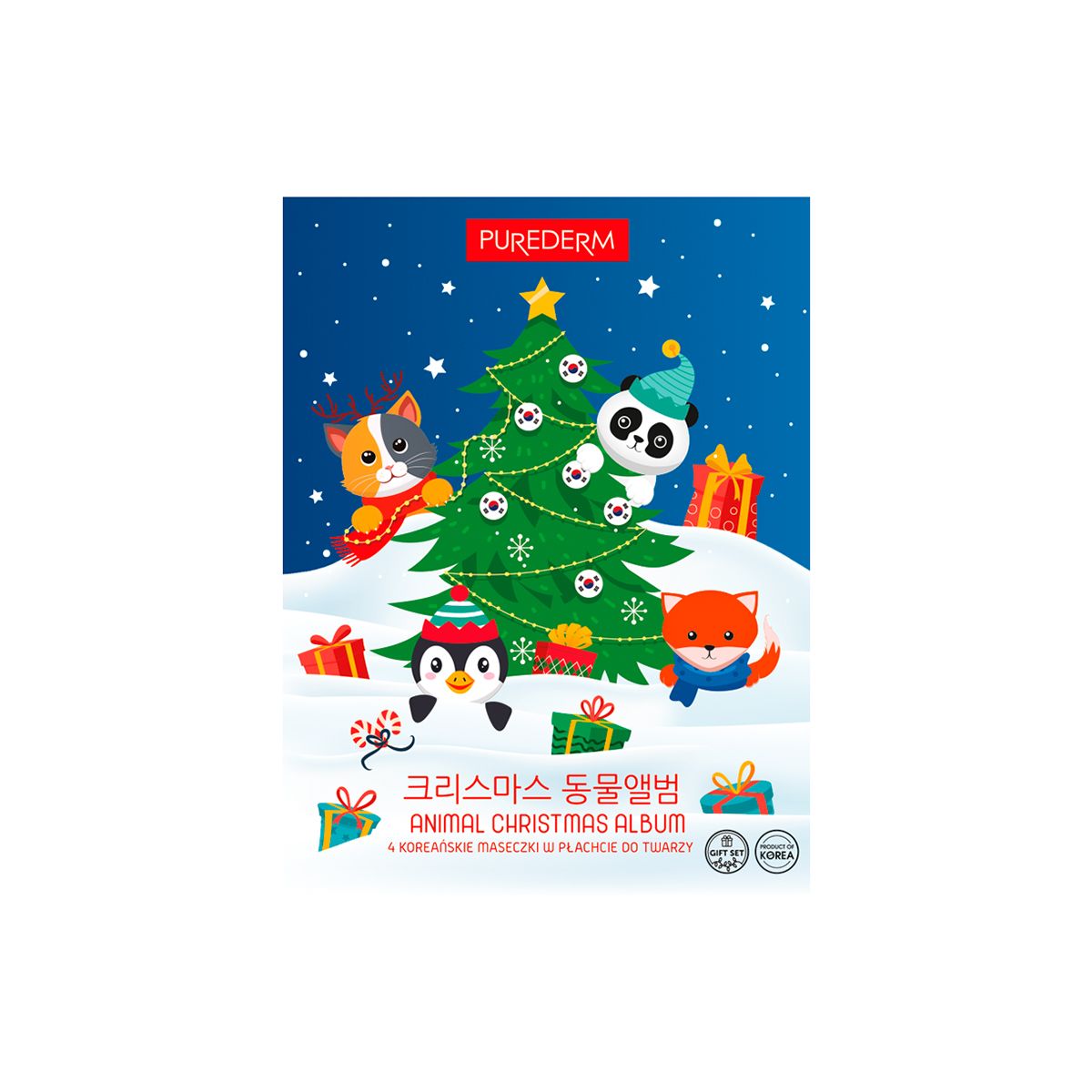 Purederm Zwierzaki zestaw: odmładzająca maska do twarzy, 1 szt. + rozjaśniająca maska do twarzy, 1 szt. + łagodząca maska do twarzy, 1 szt. + nawil...