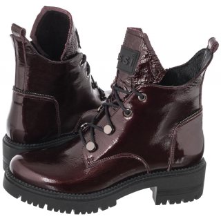 Botki Nessi Bordowe Lakierowane 20748 711