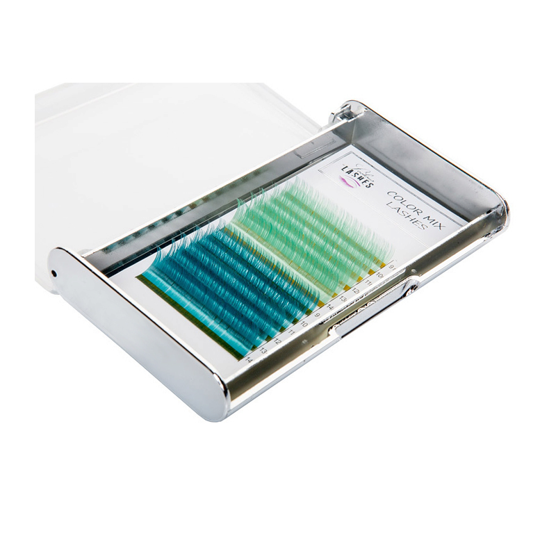 Looksus Lashes Color Mix 0,10 kolorowe rzęsy do przedłużania Green, skręt C, 1 opak.