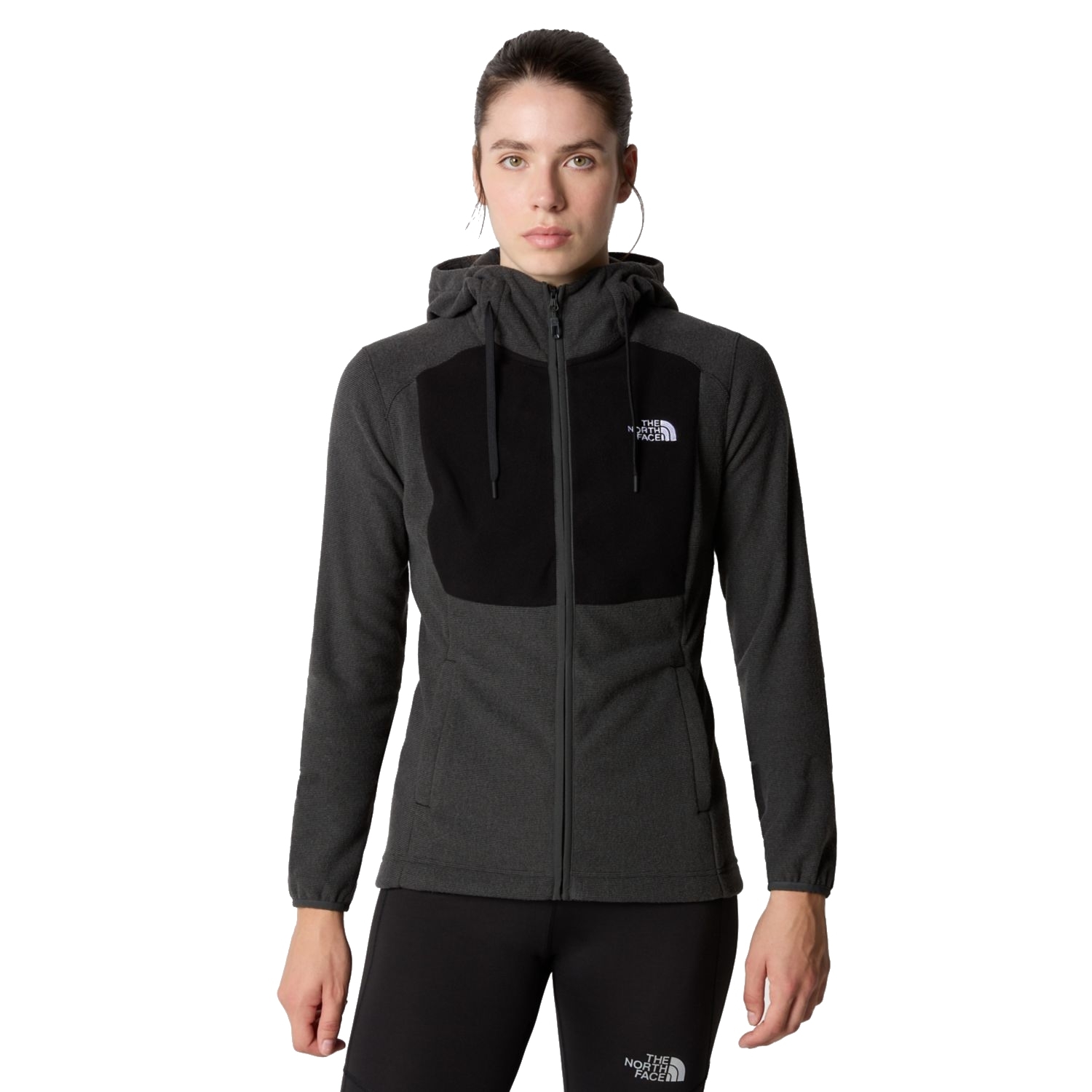 Damska bluza polarowa The North Face Homesafe Full Zip Fleece Hoodie black/asphalt grey stripe/black - S