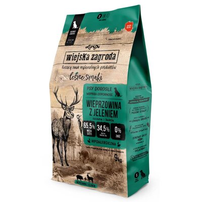 Karma dla psa WIEJSKA ZAGRODA Wieprzowina z jeleniem S 9 kg