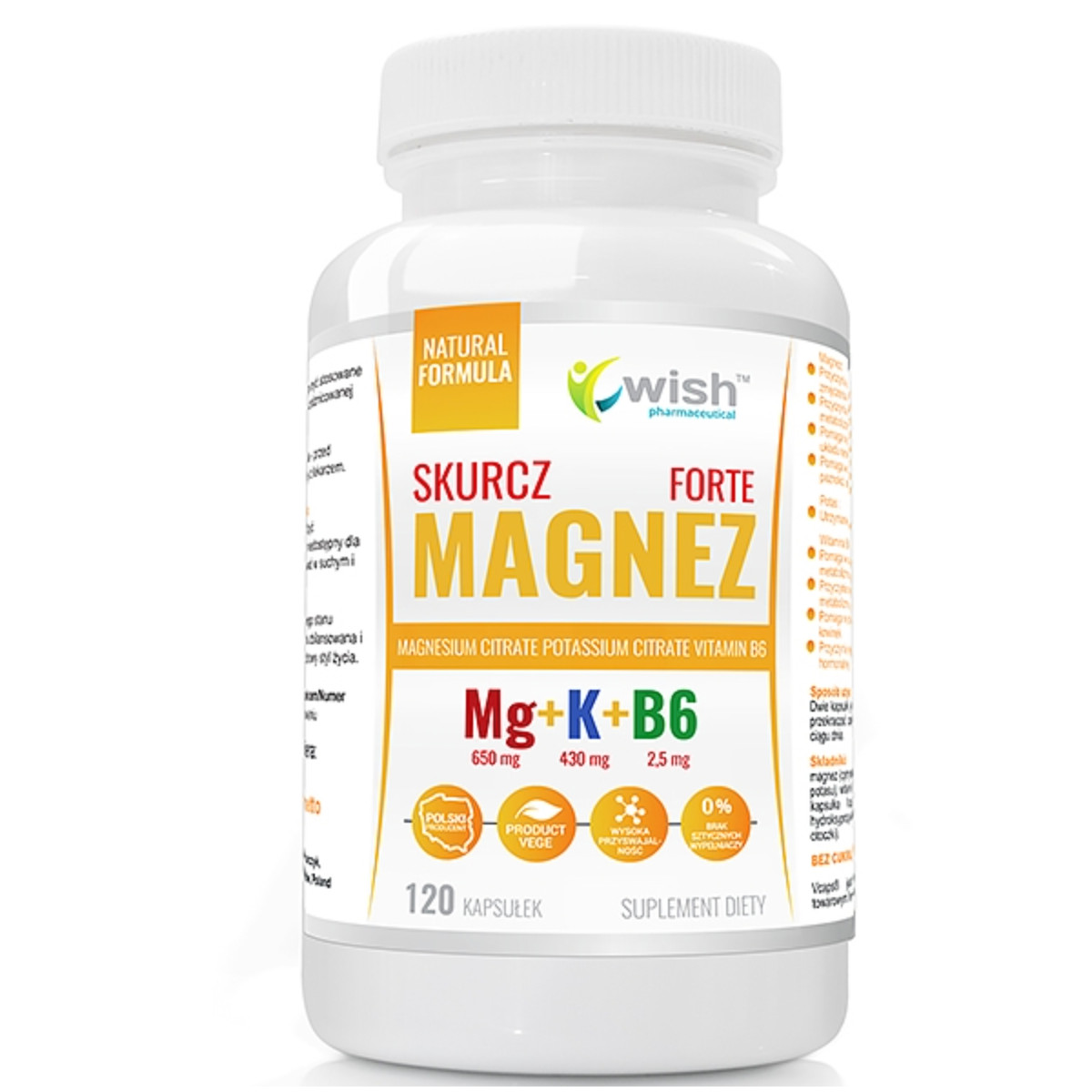 Wish Magnez skurcz forte suplement diety, 120 kaps./1 opak.