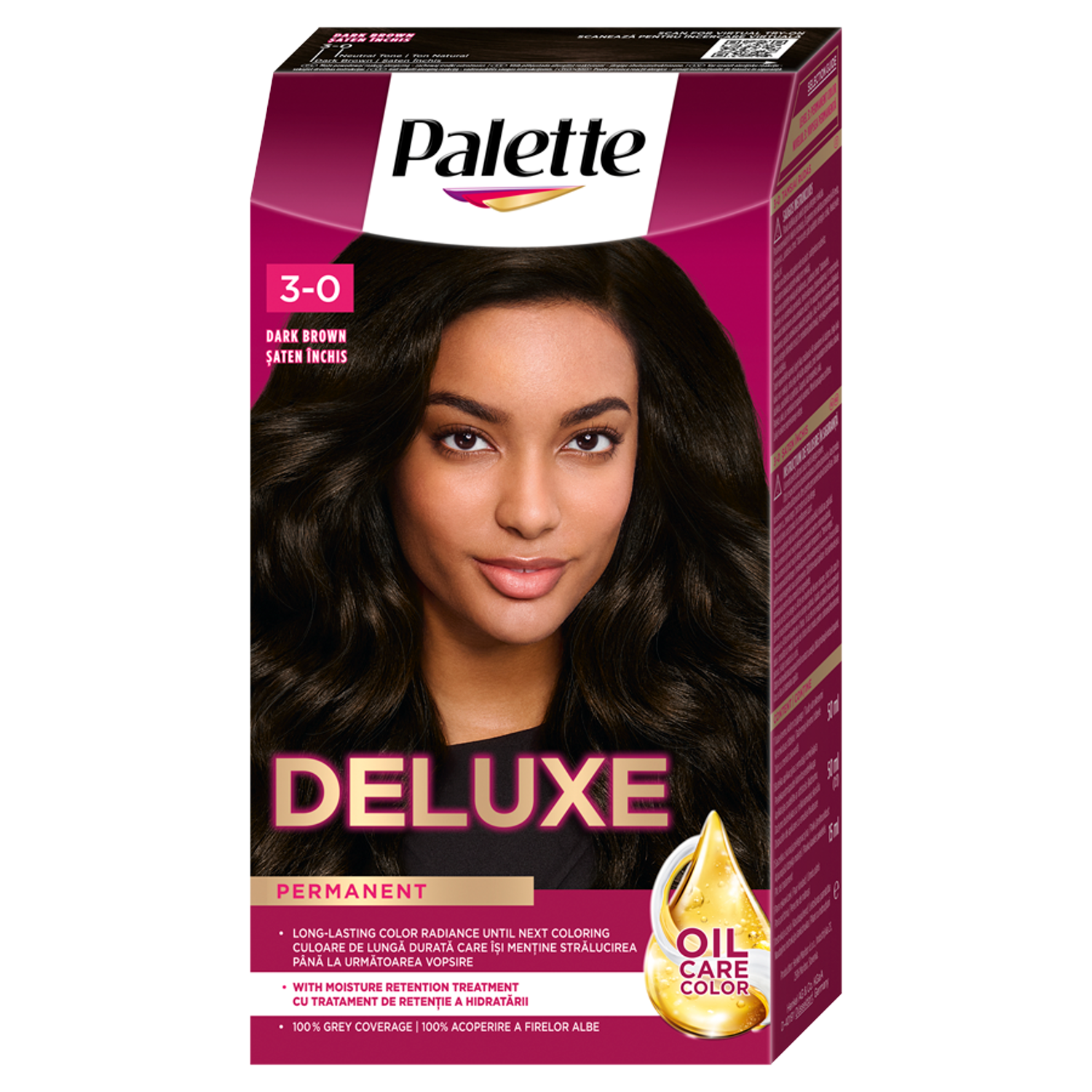 Palette Deluxe Oil-Care Color farba do włosów 3-0 (800) ciemny brąz, 1 opak.