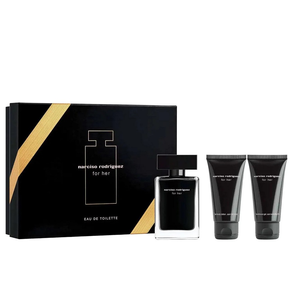 Narciso Rodriguez For Her zestaw: woda toaletowa damska, 50 ml + balsam do ciała, 50 ml + żel pod prysznic, 50 ml