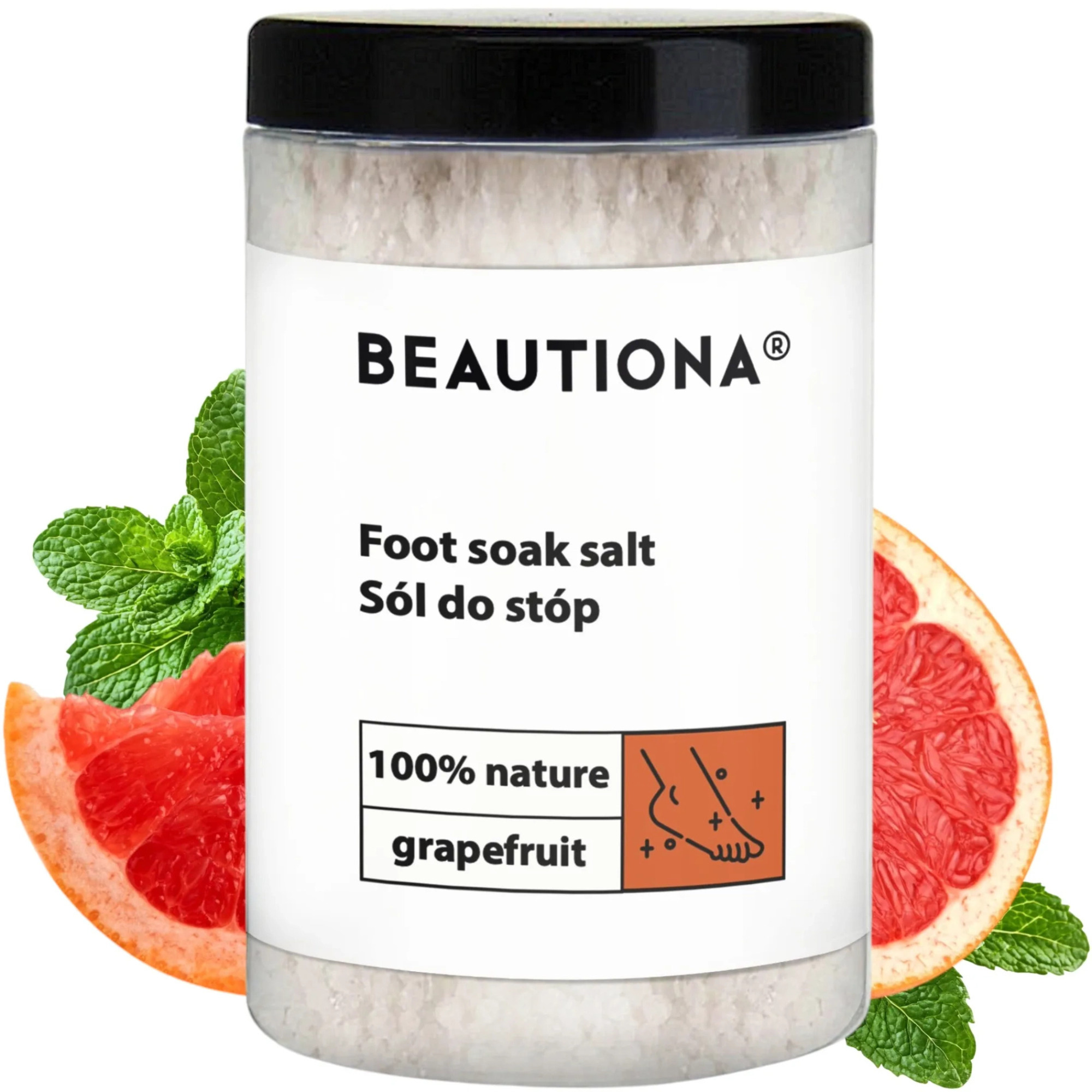 Beautiona sól do stóp grejpfrutowa z solą Epsom, 500 g