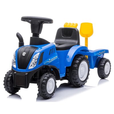 Jeździk SUN BABY Traktor z przyczepą New Holland Niebieski