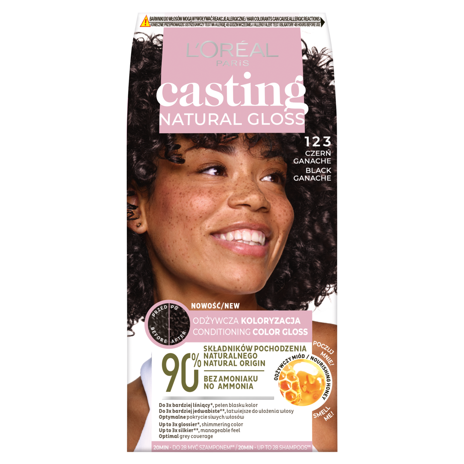 L'Oréal Paris Casting Natural Gloss farba do włosów 123 black ganache, 1 opak.