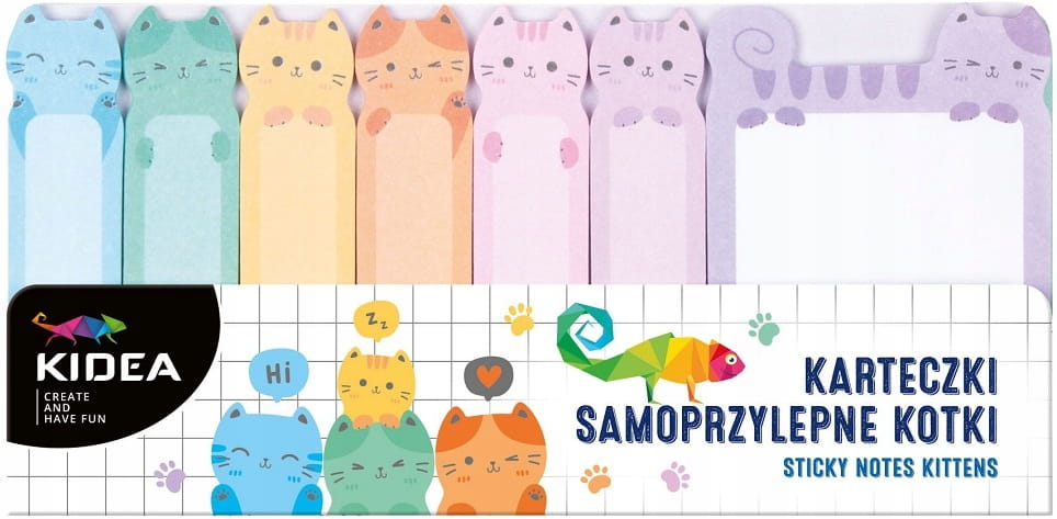 KIDEA kolorowe karteczki samoprzylepne kotki do tworzenia notatek