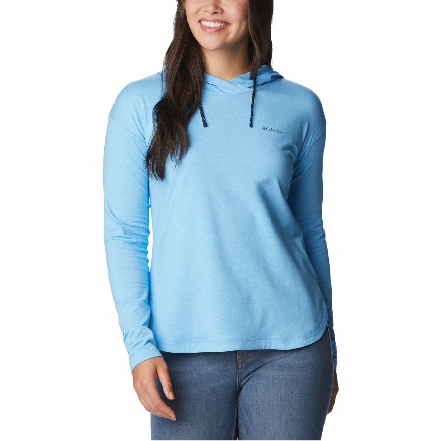 Damska bluza Columbia Sun Trek EU Hooded Pullover vista blue heather - S