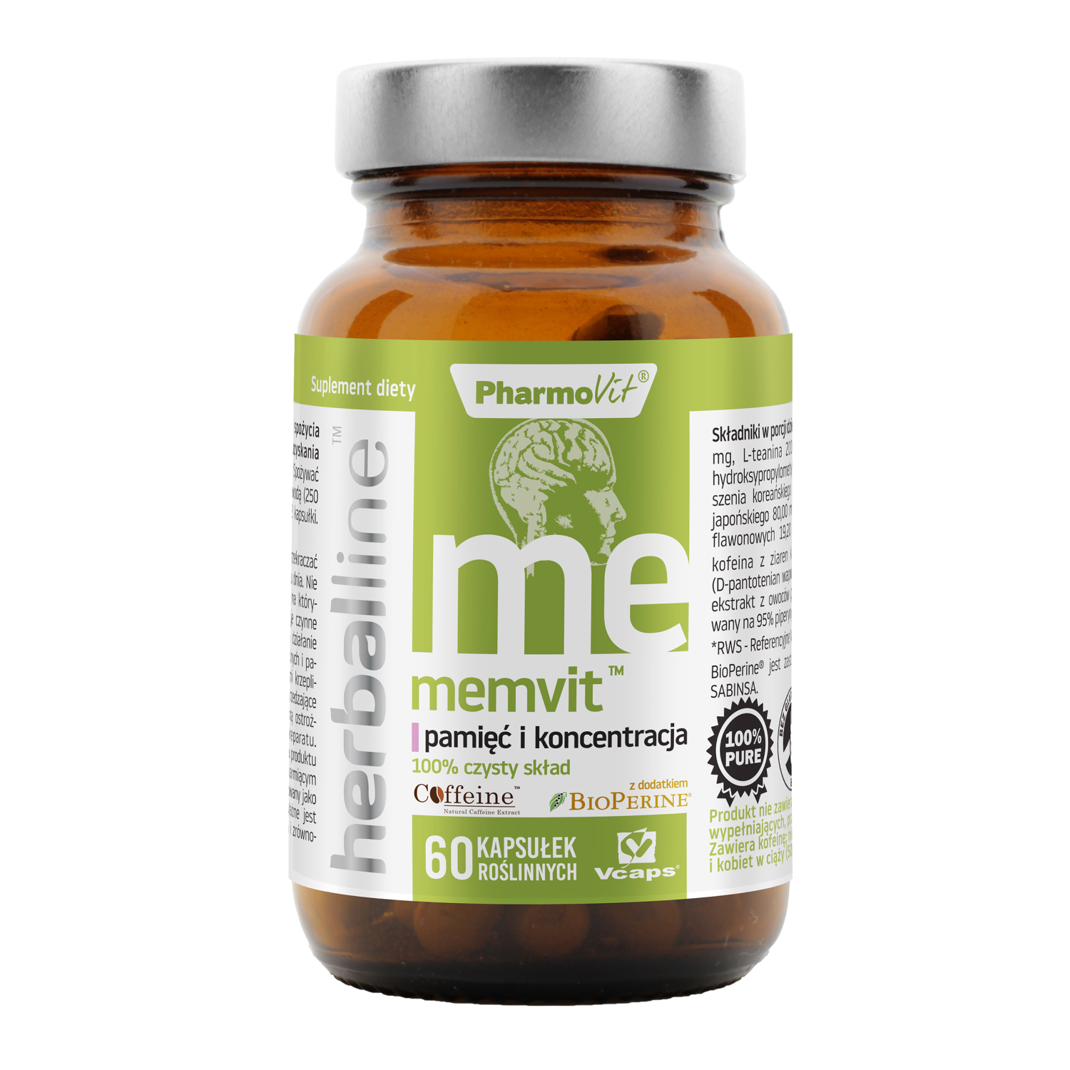 Pharmovit memvit pamięć i koncentracja, suplement diety, 60 kapsułek
