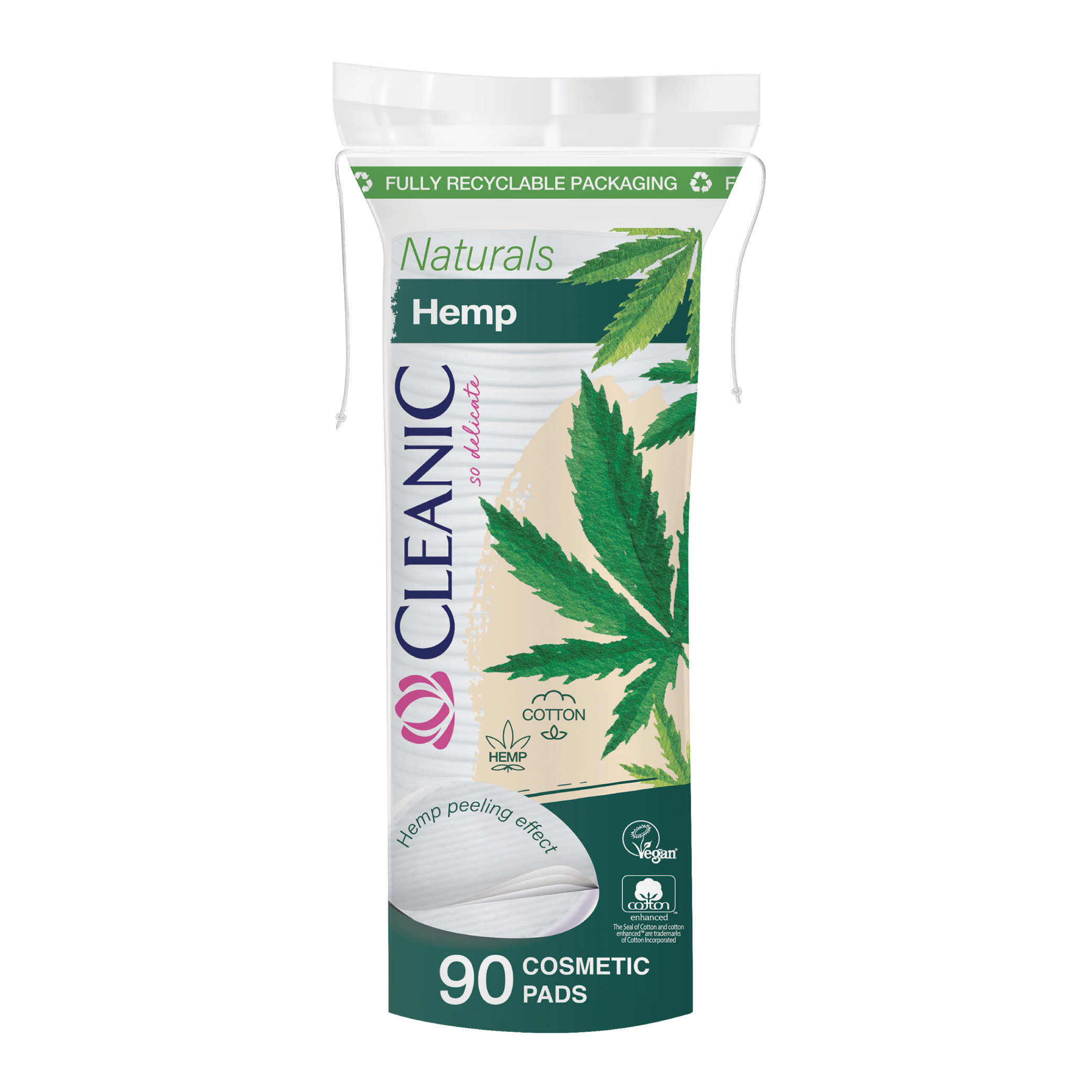 Cleanic Naturals Hemp płatki kosmetyczne, 90 szt./1 opak.