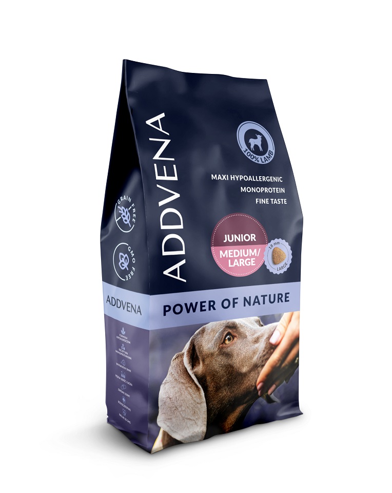 ADDVENA Power of Nature Junior medium&amp;large 10 kg jagnięcina dla szczeniąt ras średnich i dużych