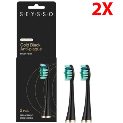 Oryginalna końcówka szczoteczki SEYSSO Gold Black Anti-Plaque (2 szt.) (Antybakteryjna)