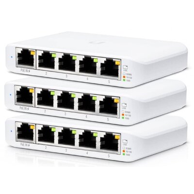 Switch UBIQUITI USW-Flex-Mini Gigabit Ethernet, 5 portów, Funkcja PoE, Zarządzalny 3 sztuki