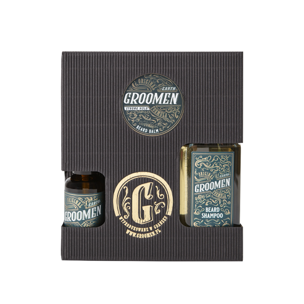 Groomen Earth zestaw do brody Strong Hold: szampon do brody, 150 ml + balsam, 50 g + olejek, 50 ml