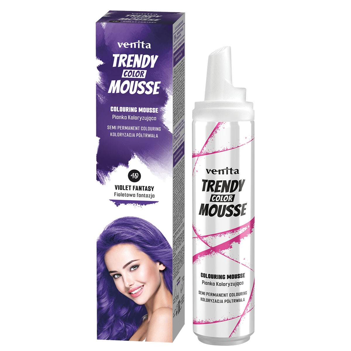 Venita Trendy Color Mousse koloryzująca pianka do włosów 40 fioletowa fantazja, 75 ml