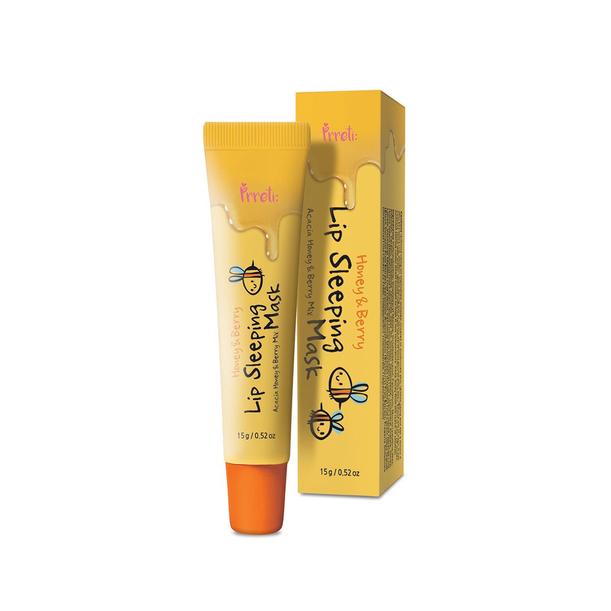 Prreti Miód i Jagoda nawilżająco-odżywcza maska do ust na noc, 15 g