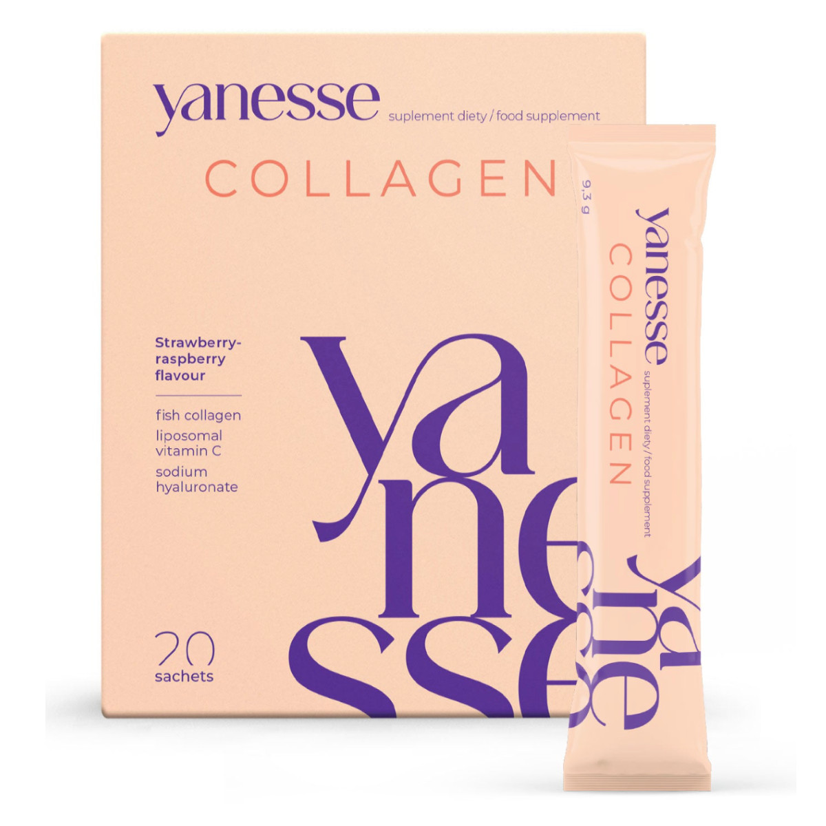 Aronpharma Yanesse Collagen suplement diety o smaku truskawkowo-malinowym, 20 sasz./1 opak.