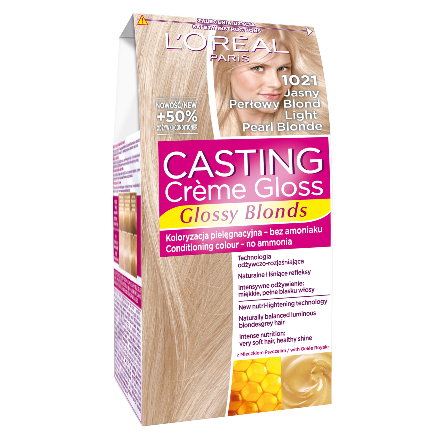 L'Oréal Paris Casting Crème Gloss farba do włosów 1021 jasny perłowy blond, 1 opak.