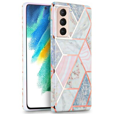 Etui TECH-PROTECT Marble do Samsung Galaxy S21 FE Różowy
