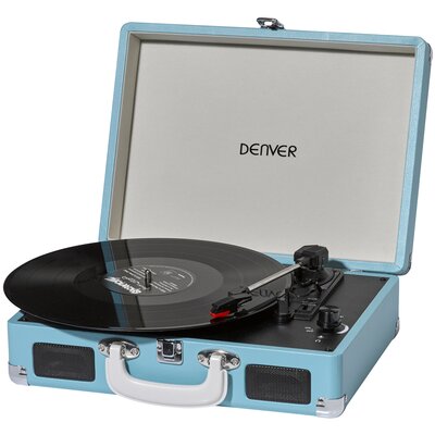 Gramofon DENVER VPL-120 Niebieski, Manualny, Napęd paskowy, USB, Wbudowane głośniki, Prędkość odtw. 33 1/3,45,78 obr./min