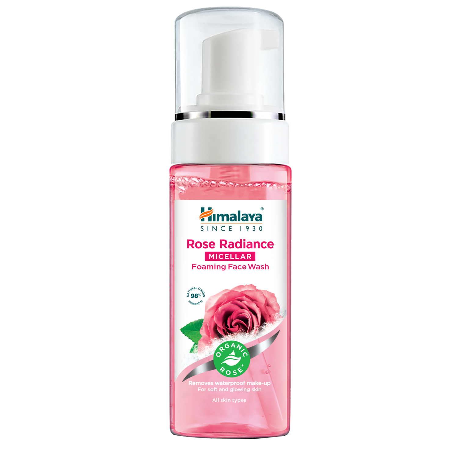 Himalaya rozświetlająca micelarna pianka do mycia twarzy z organiczną różą damasceńską, 150 ml