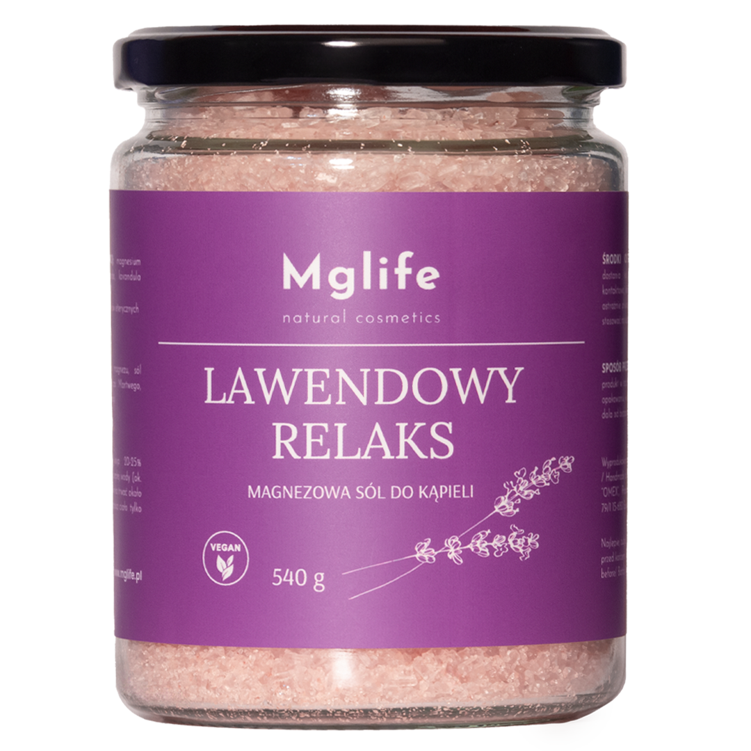 Mglife magnezowa sól do kąpieli lawendowy relaks, 540 g