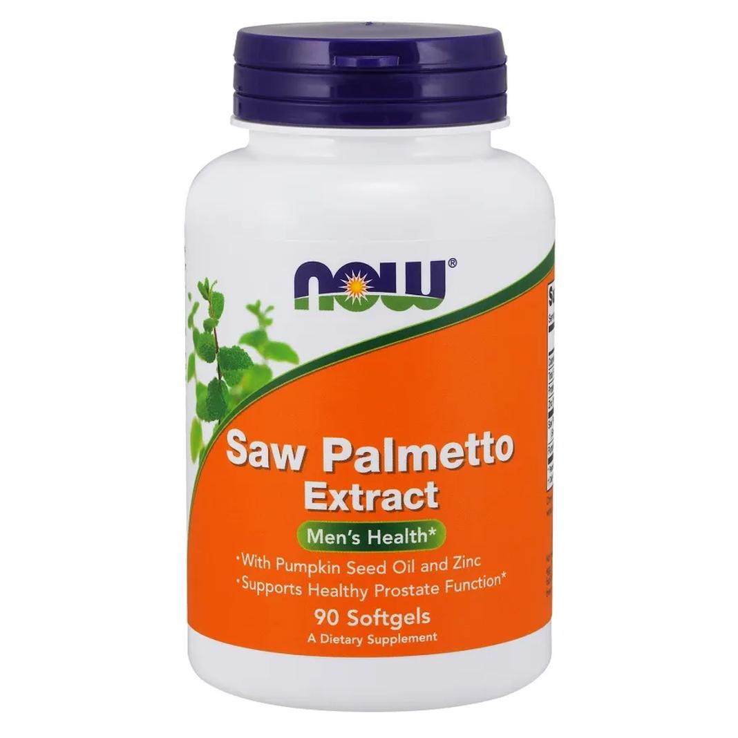 Now Foods Saw Palmetto Extract suplement diety ekstrak z palmy sambałowej z olejem z pestek dynii i cynkiem, 80mg, 90 kaps./1 opak.