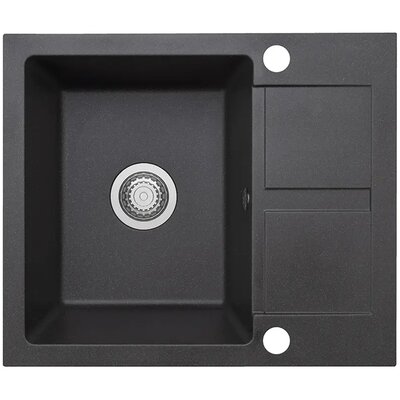 Zlewozmywak jednokomorowy z ociekaczem ŚMIGIELSKI Como 59 Czarny metalik 50x59