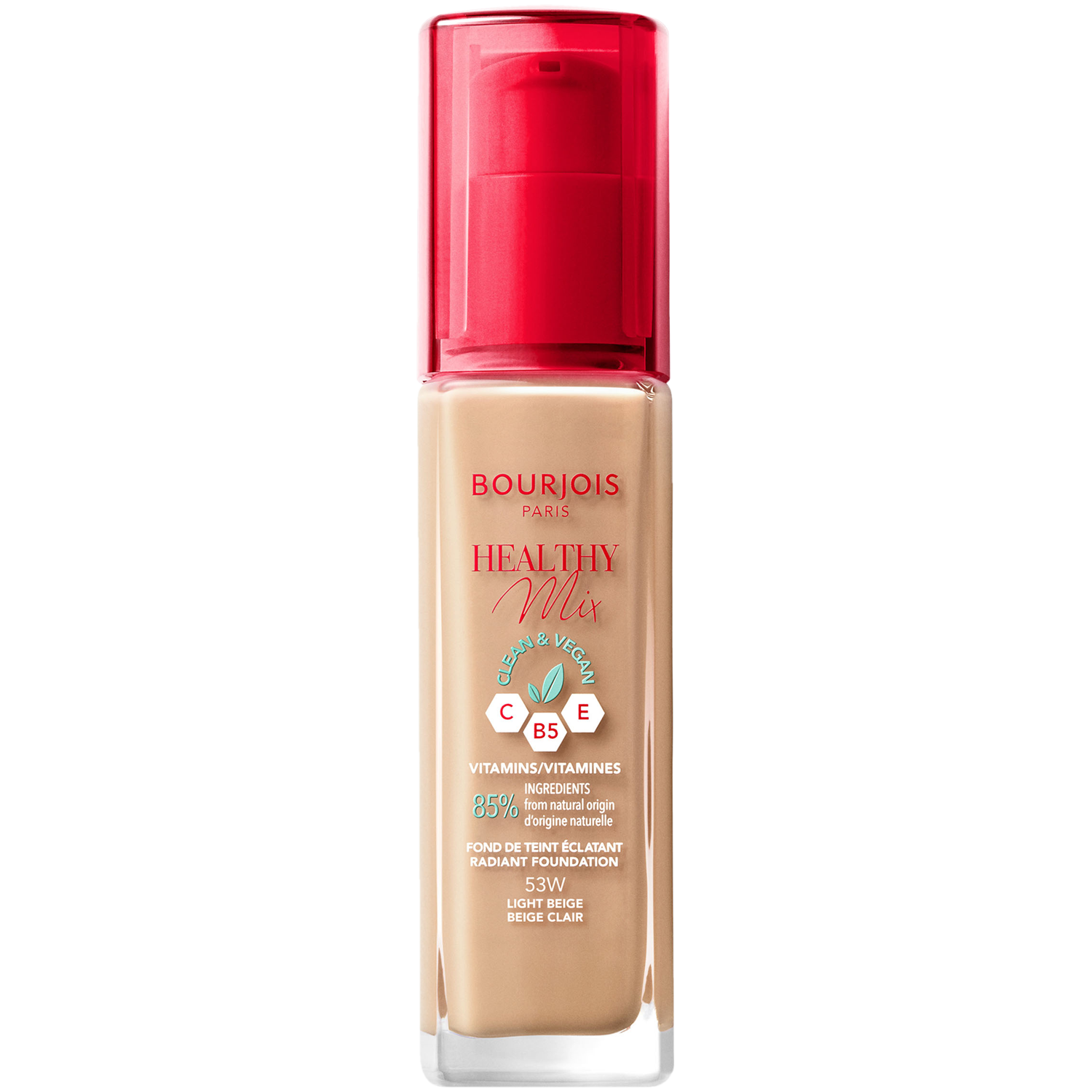 Bourjois Healthy Mix Clean wegański podkład rozświetlający 53 light beige, 30 ml
