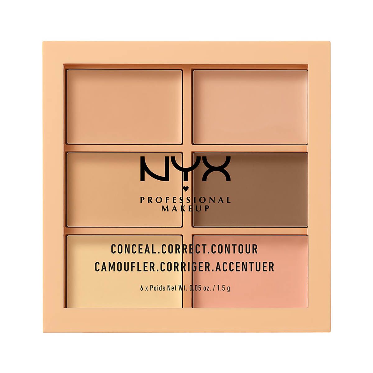 NYX Professional Makeup Conceal, Correct, Contour paleta korektorów do twarzy light, 1,5 g