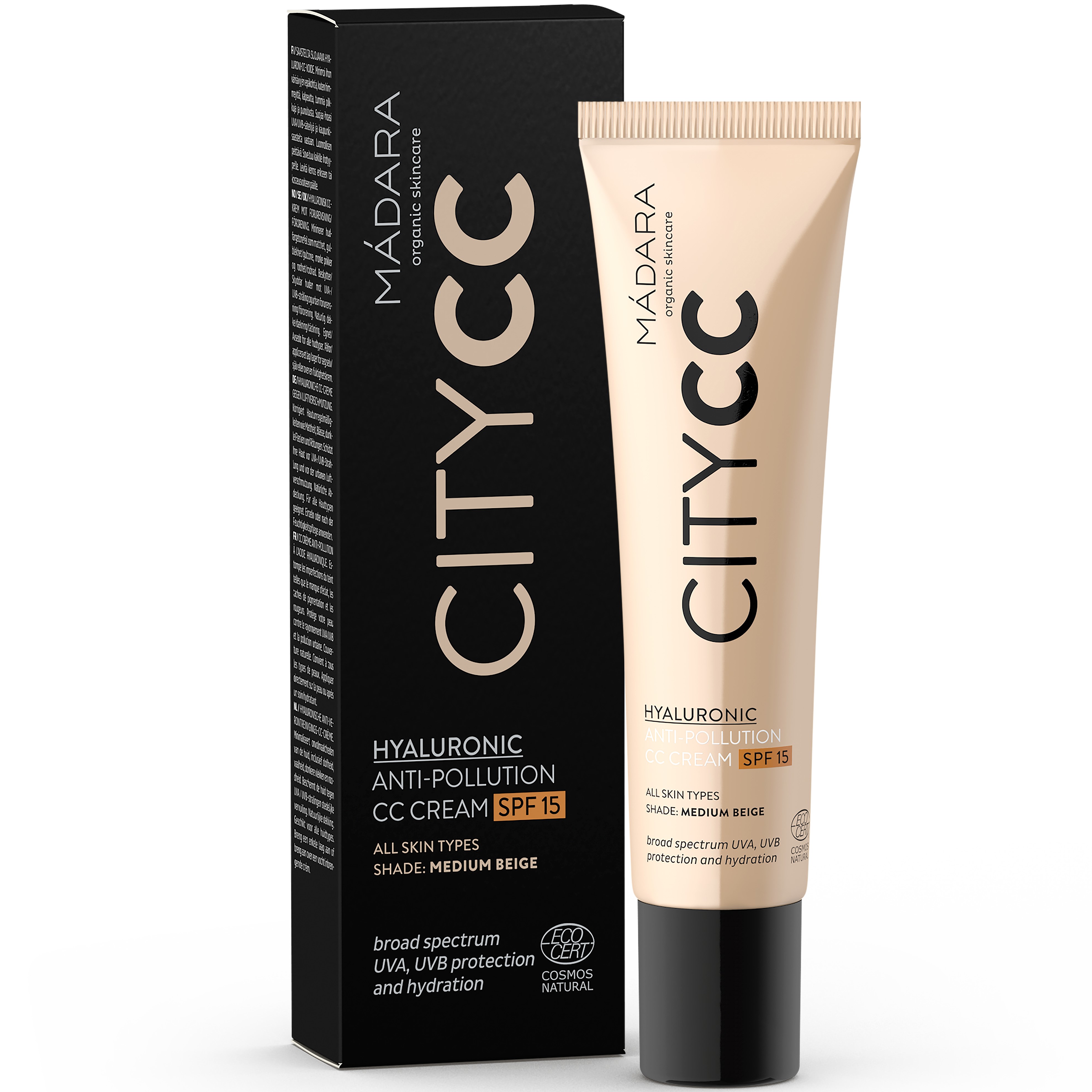 Madara CityCC krem CC SPF15 02 Medium Beige z kwasem hialuronowym, 40 ml