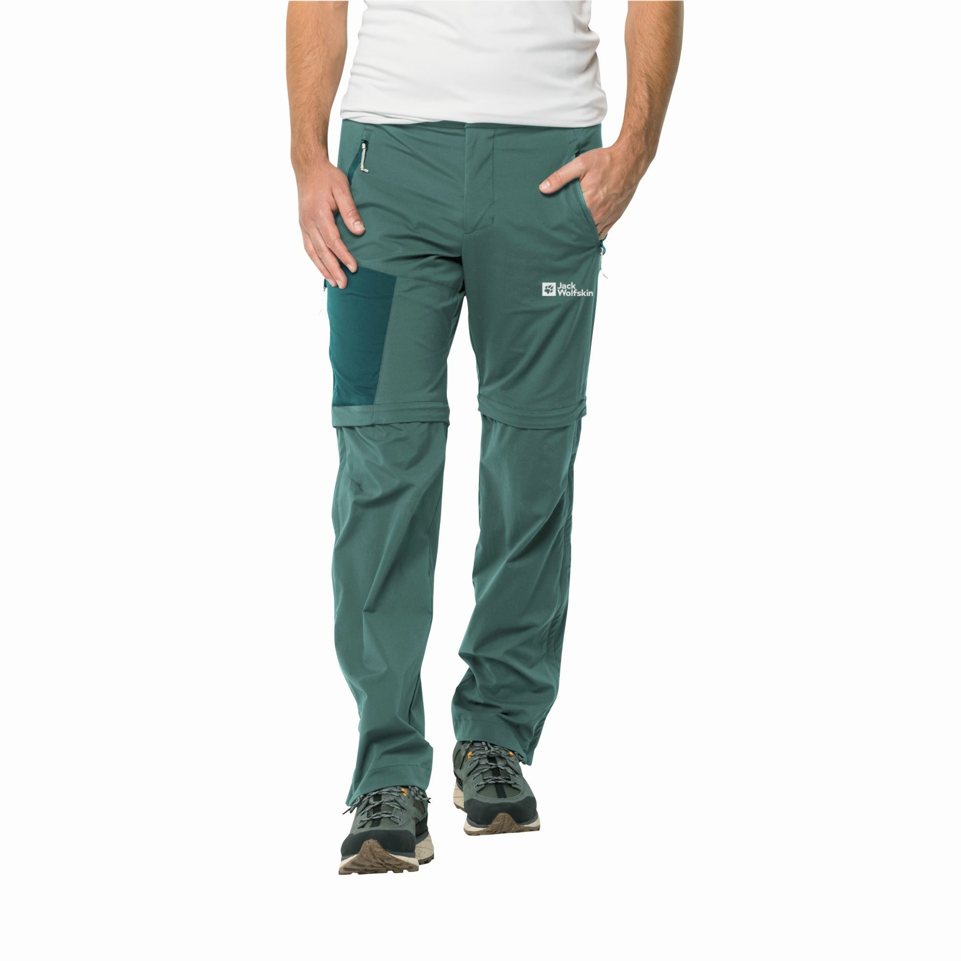 Męskie spodnie softshellowe Jack Wolfskin GLASTAL ZIP AWAY PANTS M jade green - 48