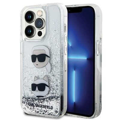 Etui KARL LAGERFELD Liquid Glitter do Apple iPhone 14 Pro Srebrny