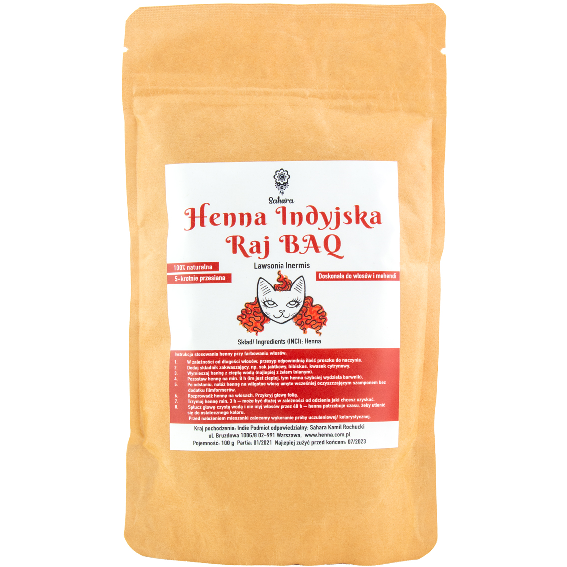 Sahara Henna Indyjska Raj BAQ ziołowa farba do włosów, 100 g