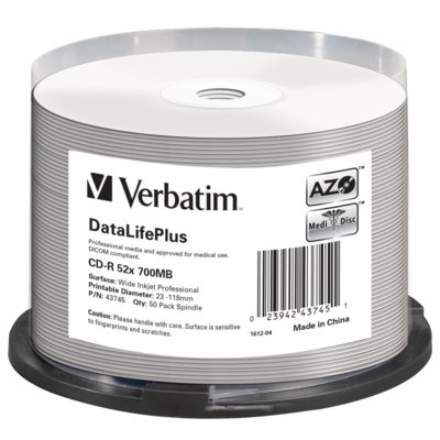 Płyta VERBATIM Printable CD-R, 700 MB, 52x (50 szt.)