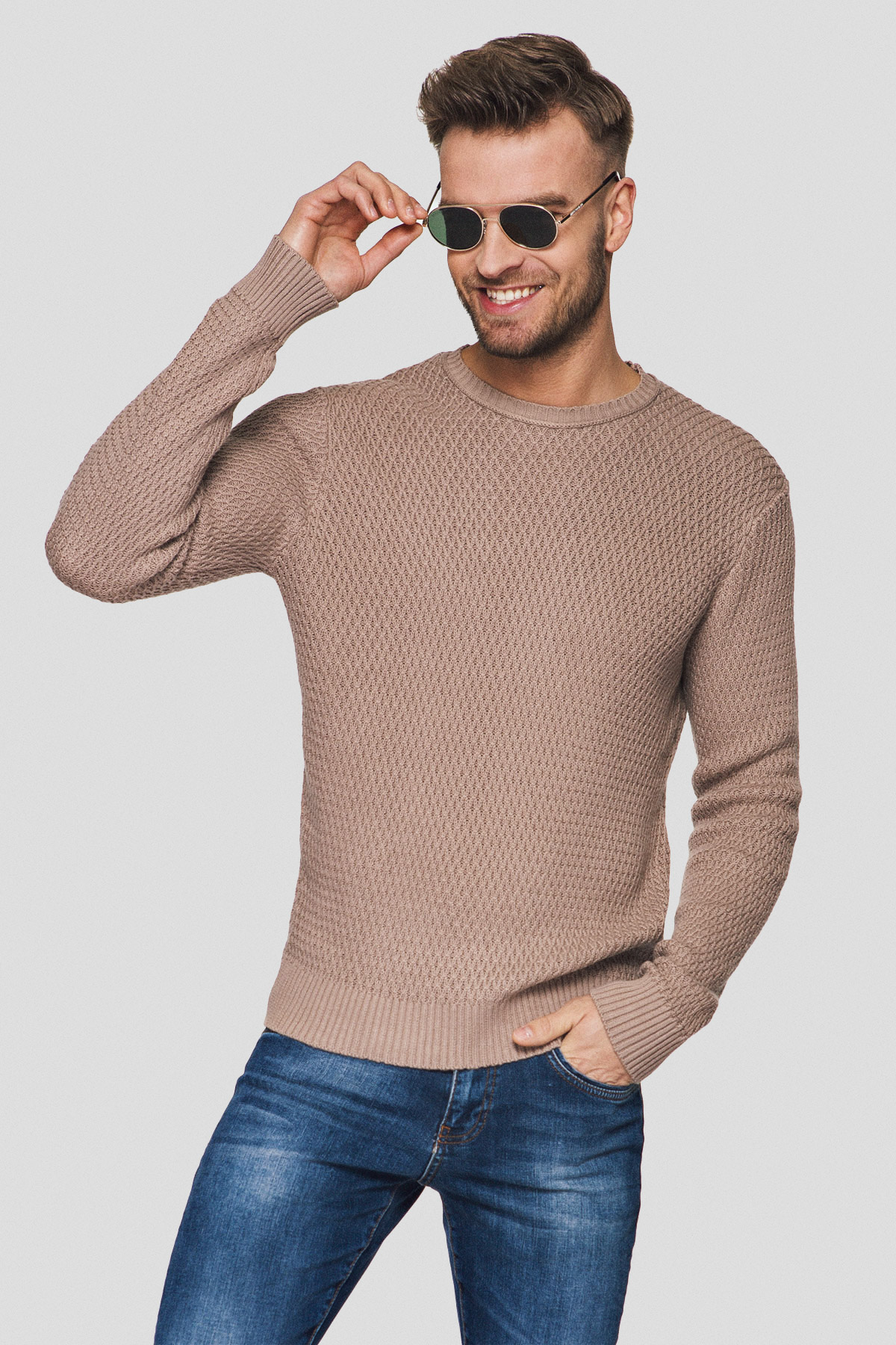 Lancerto Sweter Beżowy Bawełniany Miguel