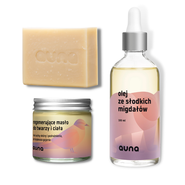 Auna zestaw do skóry atopowej: olej ze słodkich migdałów, 100 ml + mydło baby, 100 g