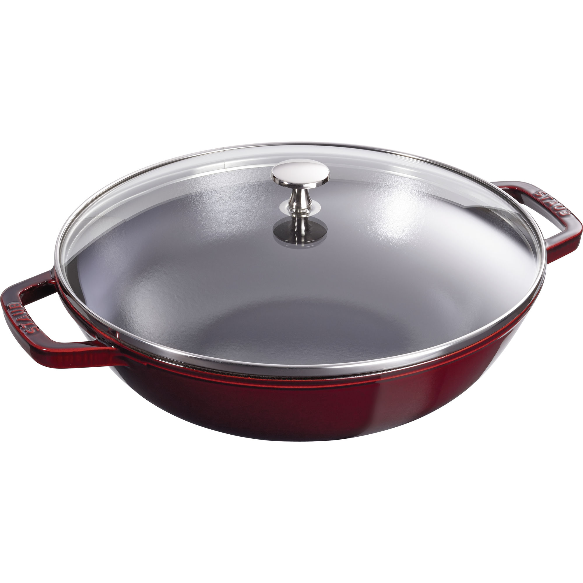 Staub - Wok żeliwny z pokrywką 30 cm grenadynowy