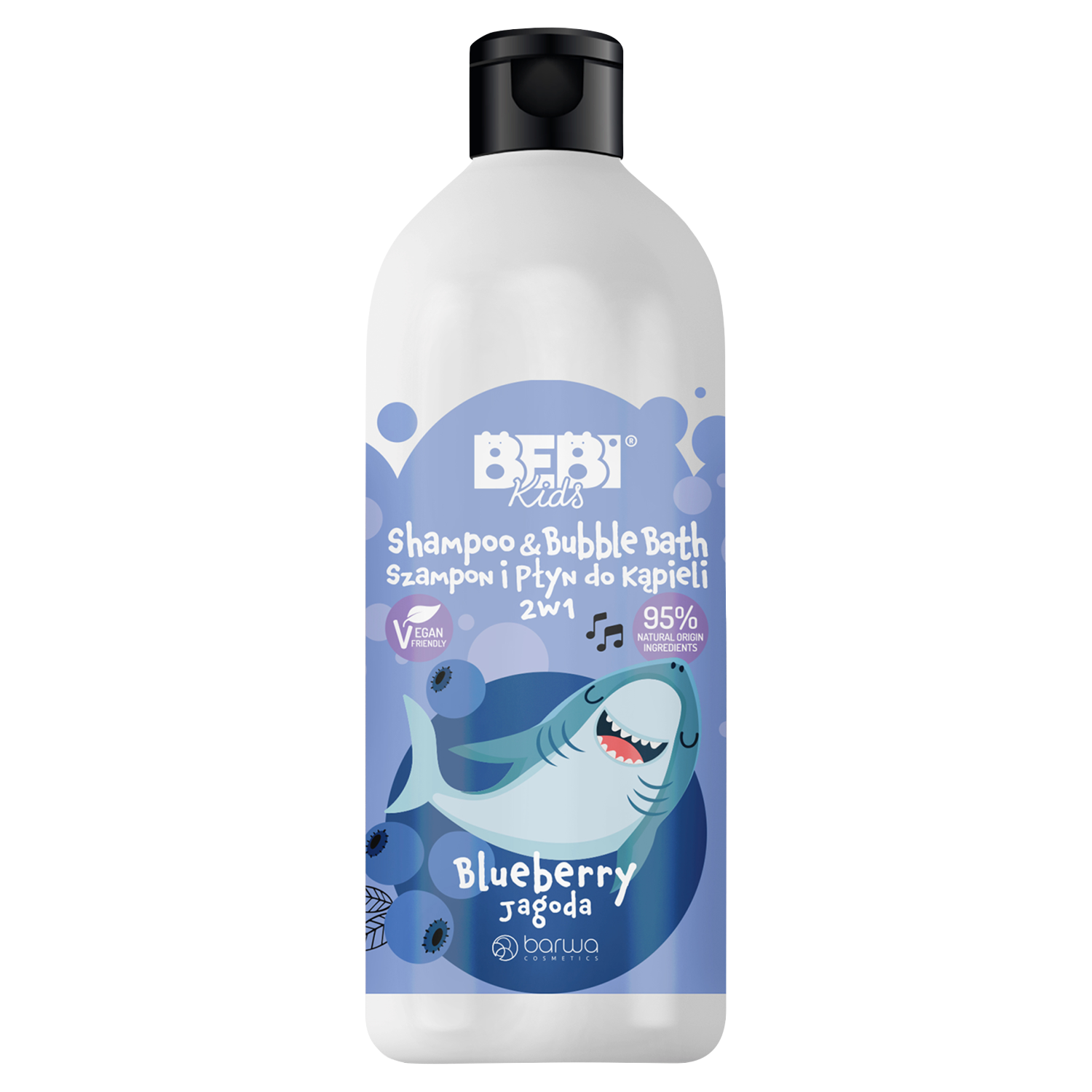 Bebi Kids szampon do włosów i płyn do kąpieli 2w1 dla dzieci Jagoda, 500 ml