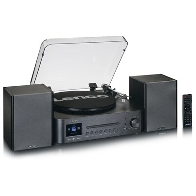 Wieża z gramofonem LENCO MC-460BK Czarna,Odtwarzacz CD/-R/-RW,Wi-Fi,Radio internetowe,FM/DAB+,wyświetlacz LCD