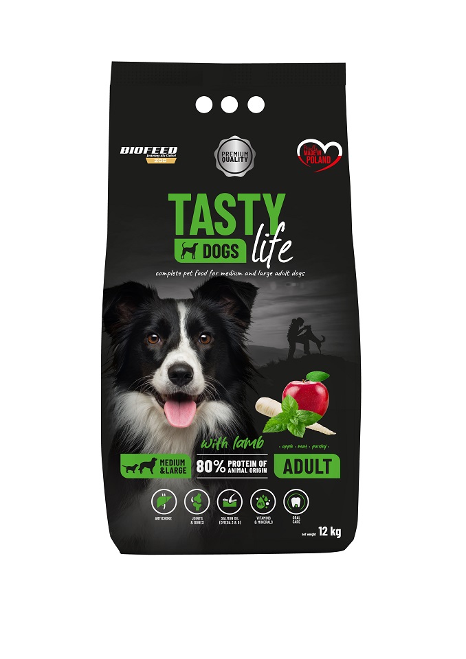 BIOFEED TASTY LIFE Premium z jagnięciną dla psów średnich i dużych ras 12 kg