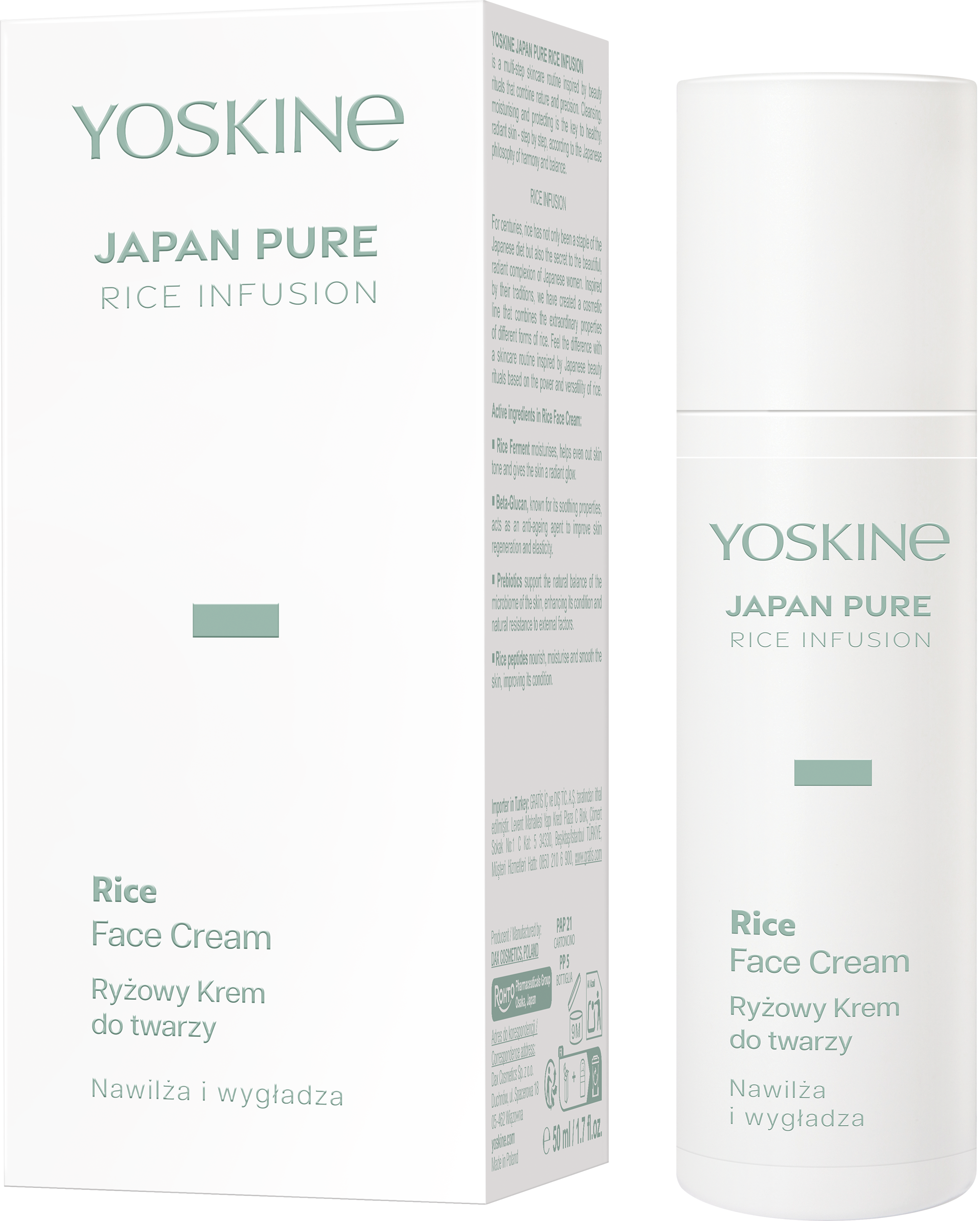 Yoskine Japan Pure Rice ryżowy krem do twarzy, 50 ml
