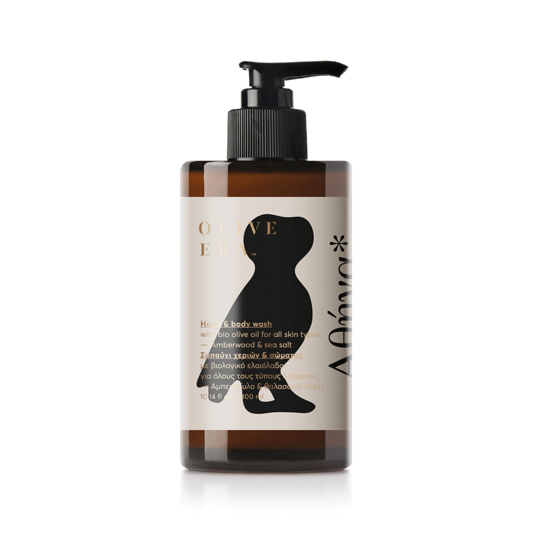 Olive Era Amberwood & Sea Salt żel do mycia ciała z bio oliwą z oliwek, nutą bursztynu i solą morską, 300 ml