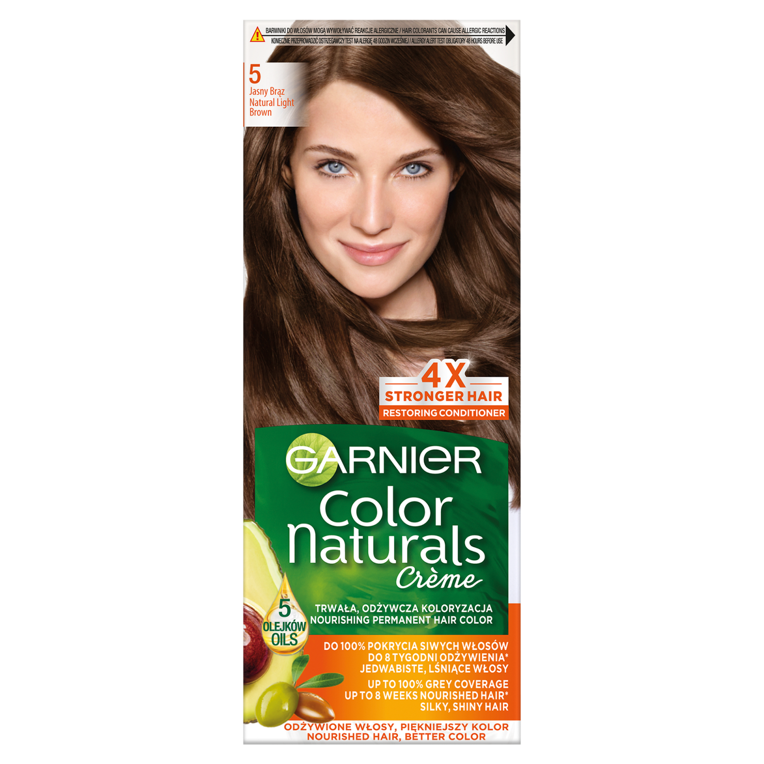Garnier Color Naturals Créme farba do włosów 5 jasny brąz, 1 opak.