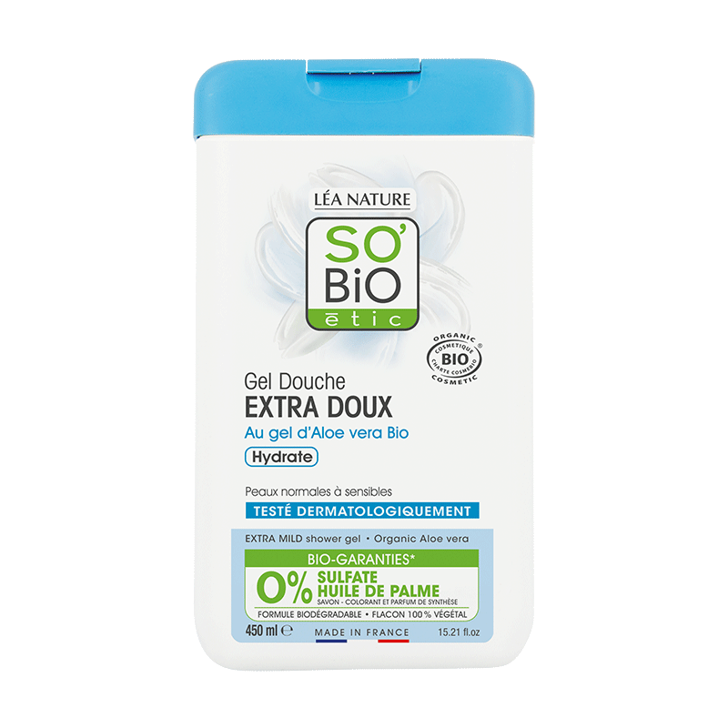 SO’BiO étic krem pod prysznic z aloesem do skóry wrażliwej i reaktywnej, 450 ml