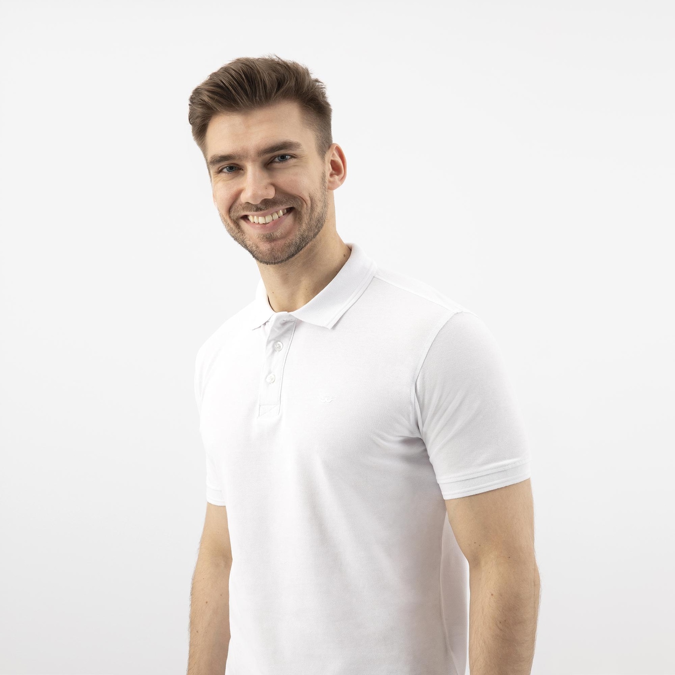 Wojas Białe Polo Męskie Bawełniane Basic
