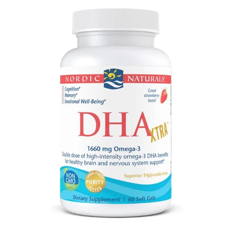 Nordic Naturals DHA Xtra suplement diety, 1660mg Omega 3, smak Truskawkowy, 60 kaps./1 opak.