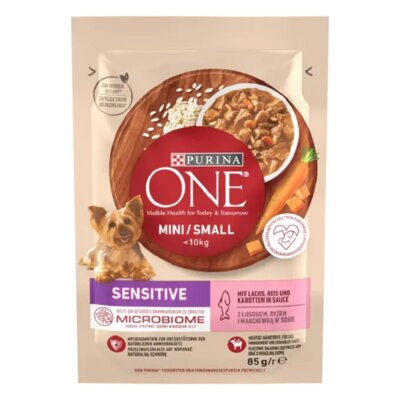 Karma dla psa PURINA ONE Adult Mini Dog Sensitive Łosoś z ryżem i marchewką 85 g